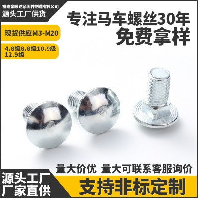 厂家供应304不锈钢马车螺栓201圆头矮方颈桥架螺丝M4/M5/M6批发图3