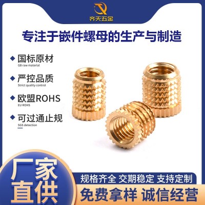 FB 带刺螺母 冷压滚花带介螺母内螺纹铜嵌件预埋倒刺带台阶铜螺母图2