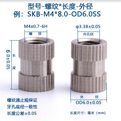 GB809注塑不锈钢螺母单通盲孔工字型 M2M3M4M5M6M8滚花圆螺母 嵌件图4
