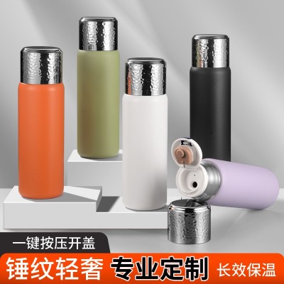 不锈钢保温杯男士高档焖茶杯锤纹水杯女高颜值茶水分离泡茶杯子图3