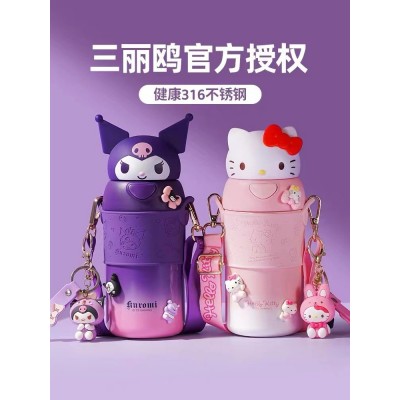 新款三丽鸥半人鱼保温杯女2023可爱水杯便携学生杯子带吸管杯水壶