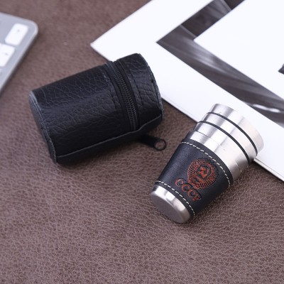 供应跨境包皮酒杯 30毫升不锈钢酒杯户外便携野营贴皮白酒杯子图2