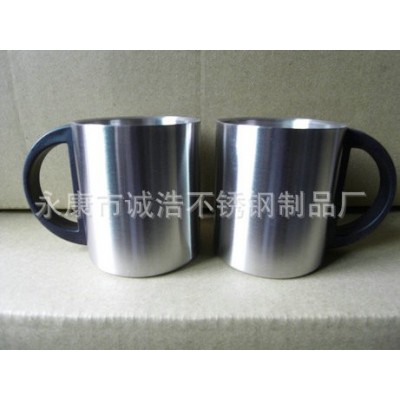 供应双层不锈钢咖啡杯200ML、300ML，塑料手柄，可配塑料盖图2