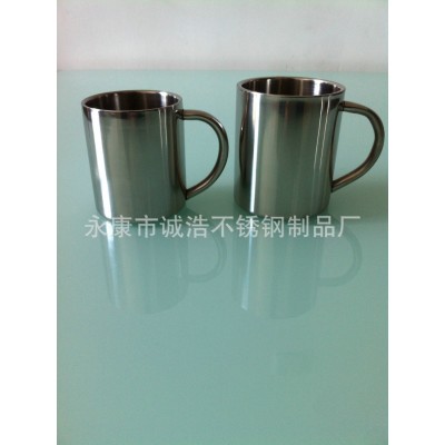 供应双层不锈钢咖啡杯 钢柄小口杯 220ML-450ML 食品级不锈钢杯图2