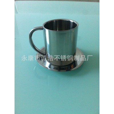 供应双层不锈钢咖啡杯 钢柄小口杯 220ML-450ML 食品级不锈钢杯图3