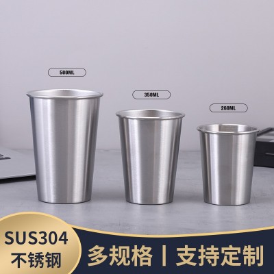 亚马逊304不锈钢露营口杯便捷冷饮便利杯户外简约单层卷边啤酒杯图2