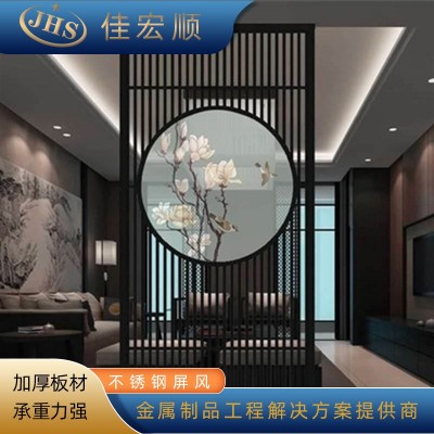 餐厅客厅屏风玻璃隔断 可折叠带轮不锈钢屏风 金属铝雕屏 风隔断