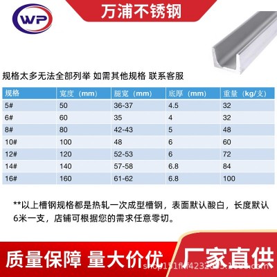 304不锈钢型材槽钢现货销售316L不锈钢槽钢不锈钢U型钢可零切加工图4