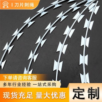 刀片刺绳不锈钢果园铁蒺藜监狱围墙防爬刺网滚笼热镀锌防护刺丝网图4