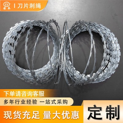 刀片刺绳不锈钢果园铁蒺藜监狱围墙防爬刺网滚笼热镀锌防护刺丝网