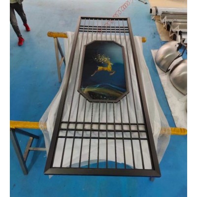 钢博仕 黑钛拉丝304不锈钢夹娟屏风隔断入户玄关定制图5