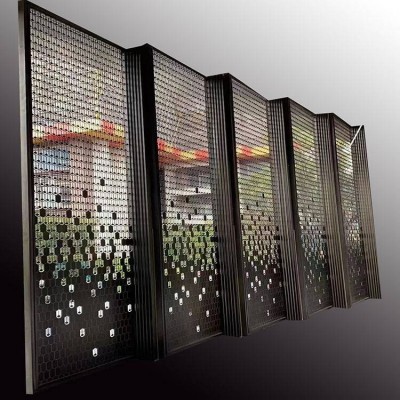新中式屏风隔断 不锈钢壁龛 激光镂空墙花 金属材料别墅庭院隔断墙图3