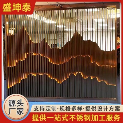 不锈钢屏风 酒店镂空装饰隔断 售楼部大堂背景墙 按需定制图3