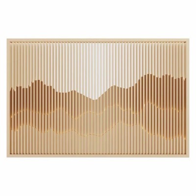 定制拉丝玫瑰金不锈钢屏风隔断金属山水画酒店户外假山灯光背景墙图5