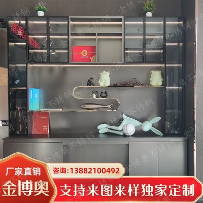 不锈钢展示柜办公室客厅嵌入式电视柜壁龛轻奢家具定制