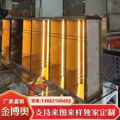 不锈钢展示柜办公室客厅嵌入式电视柜壁龛轻奢家具定制图3