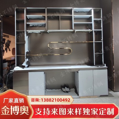 不锈钢展示柜办公室客厅嵌入式电视柜壁龛轻奢家具定制图2
