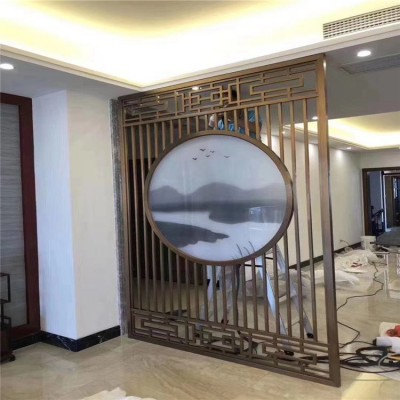 铂钧晟 不锈钢屏风金属隔断墙室外假山背景墙酒店办公室客厅背景图3