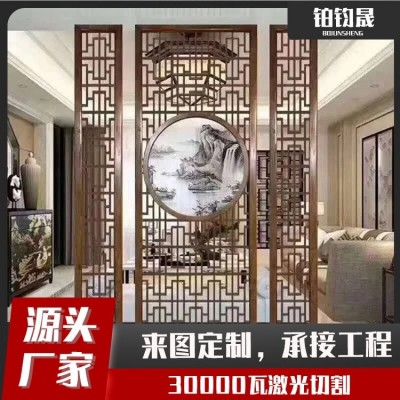铂钧晟 铁艺隔断屏风客厅入户门遮挡玄关不锈钢办公室餐厅装饰轻奢