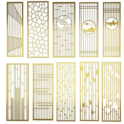 不锈钢屏风金属玻璃画隔断墙轻奢亚克力画屏风客厅入户玄关花格图5