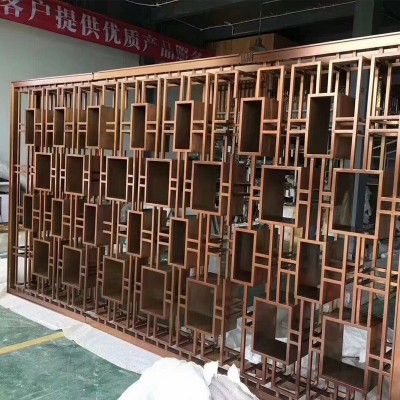 新中式铁艺不锈钢屏风隔断客厅卧室遮挡大堂格珊入户玄关背景图2
