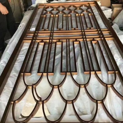 新中式铁艺不锈钢屏风隔断客厅卧室遮挡大堂格珊入户玄关背景图3