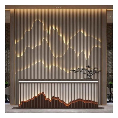 厂家供应新中式不锈钢山峦背景墙酒店售楼部假山造型格栅屏风隔断图5