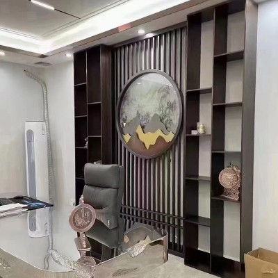 户外大堂金属格栅庭院不锈钢假山屏风山水造型影壁酒店隔断背景墙图3