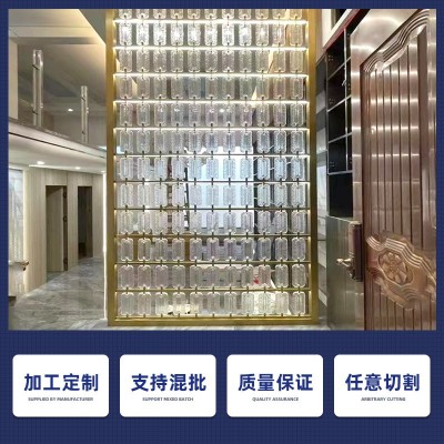 家用客厅不锈钢屏风装饰 新中式玻璃屏风隔断商务酒店不锈钢玄关图5