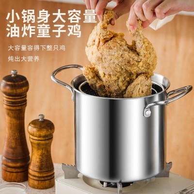 厂家直销跨境不锈钢家用油炸锅 餐厅麻辣烫锅 厨房多功能小炸锅图2