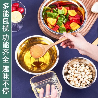 304不锈钢汤碗商用食堂饭碗无磁圆盘子 凉皮盘不锈钢碗盘汤盆批发图2