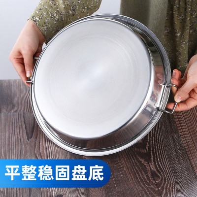 不锈钢家用平底圆盘糕盘食堂饭店多用盘加厚凉皮盘菜盘果盘批发图2