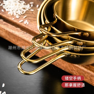 304不锈钢米酒碗带把手金色小吃碗韩式餐烤肉店黄酒专用碗调料碗图3