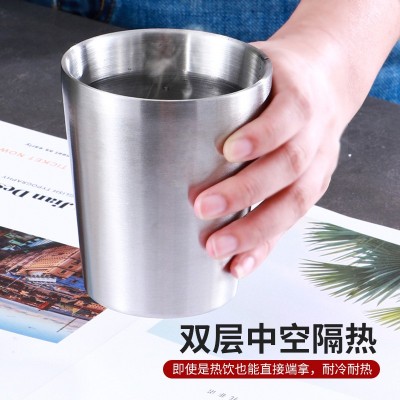 ins工业风304双层简约不锈钢杯子啤酒杯咖啡杯户外儿童小水杯批发图3