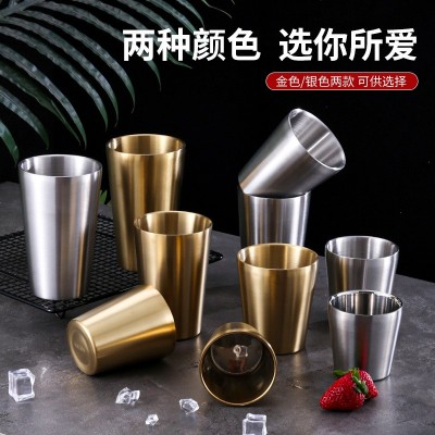 ins工业风304双层简约不锈钢杯子啤酒杯咖啡杯户外儿童小水杯批发图2
