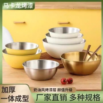 304不锈钢加厚打蛋盆奶油打发盆家用圆形沙拉盆烘培刻度搅拌盆