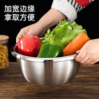 304加厚不锈钢盆 家用欧式多用盆饭堂家用打蛋盆汤盆洗菜盆调料缸图2