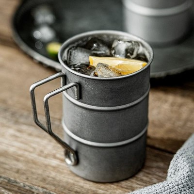 不锈钢磨砂马克杯商用复古做旧咖啡杯户外创意野餐露营啤酒杯水杯图3