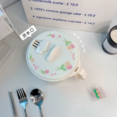 郁金香304不锈钢泡面碗ins风带盖女宿舍学生食堂泡面神器可爱饭盒图2