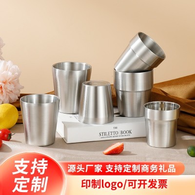 304双层简约不锈钢杯防烫子啤酒杯咖啡杯户外儿童小水杯批发ins图3