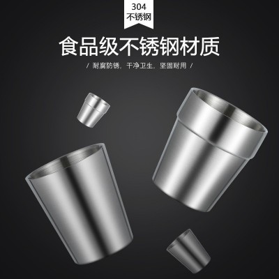 304双层简约不锈钢杯防烫子啤酒杯咖啡杯户外儿童小水杯批发ins