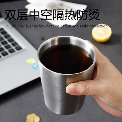 304双层简约不锈钢杯防烫子啤酒杯咖啡杯户外儿童小水杯批发ins图2