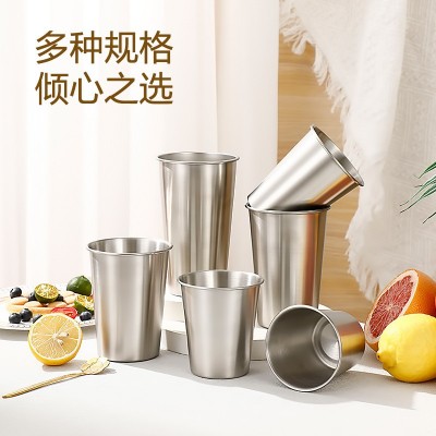 304单层啤酒杯不锈钢杯子ins风简约logo大容量咖啡杯口杯酒杯批发