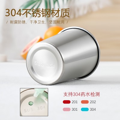 304单层啤酒杯不锈钢杯子ins风简约logo大容量咖啡杯口杯酒杯批发图3