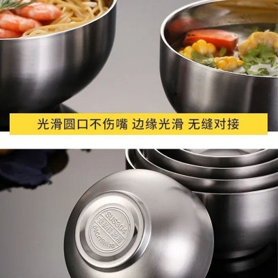 304不锈钢碗家用双层亲子饭碗泡面碗 学校韩式隔热碗高颜值沙拉碗图2