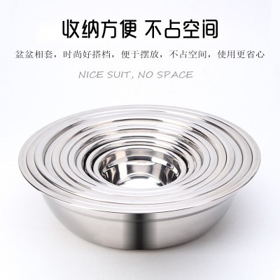 无磁不锈钢盆加厚商用烘焙打蛋盆地摊批发沙拉幼儿园食堂学生汤碗图4
