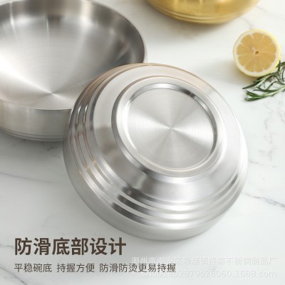 韩式冷面碗金色不锈钢泡面碗拉面碗双层韩式拌饭碗大汤碗螺丝粉碗图2