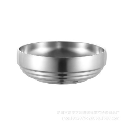 韩式冷面碗金色不锈钢泡面碗拉面碗双层韩式拌饭碗大汤碗螺丝粉碗图4