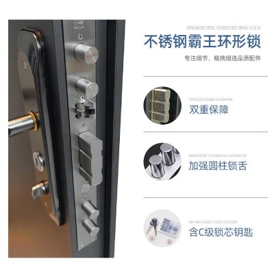 304不锈钢入户门 韩式入户门大门 甲级安全家用智能子母锁防盗门图2