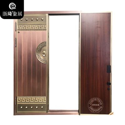 厂家直销隔音别墅家用入户铜门高端豪华不锈钢金属防盗双开真铜门图2